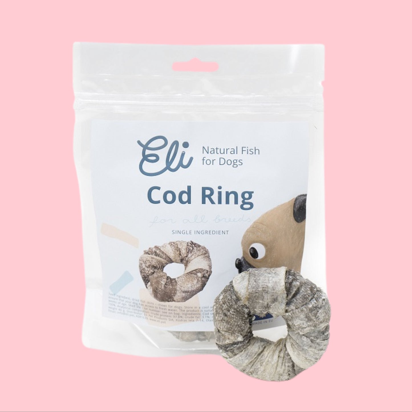 Anneaux de peau de morue séchée pour chien