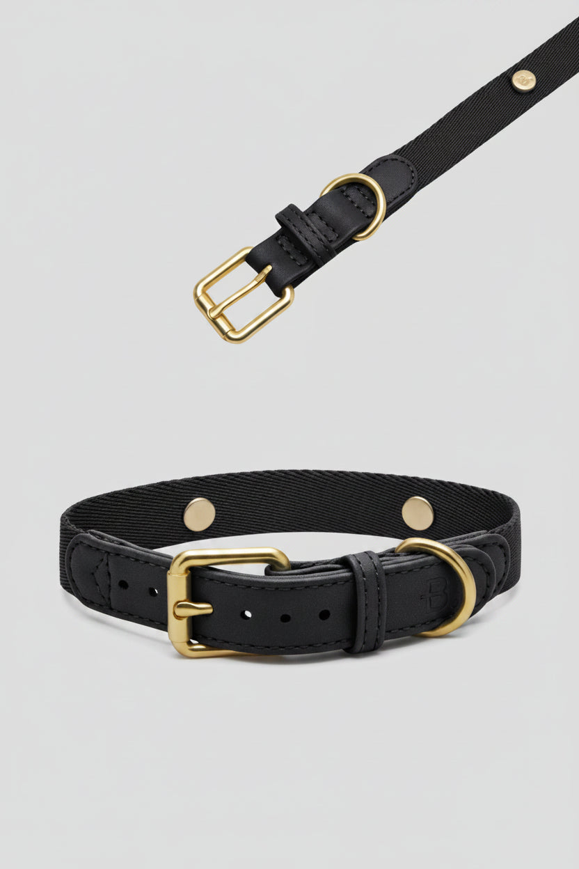 Collier en cuir et tissu