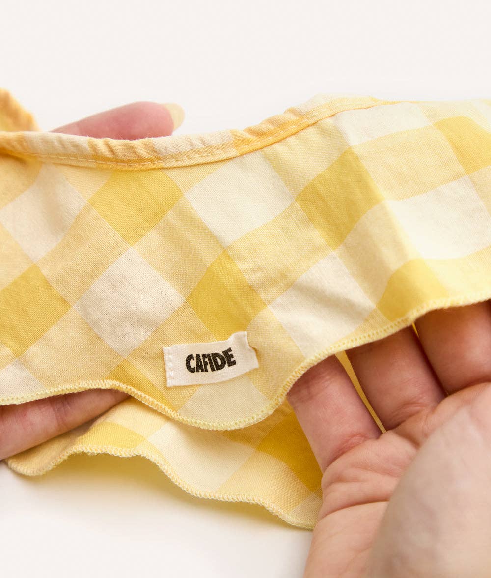 Bandana style collier pour chien motif vichy jaune, Lola