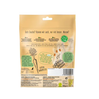 VEGDOG Jerkeys 80 g - friandises carotte et fumée de hêtre pour chiens