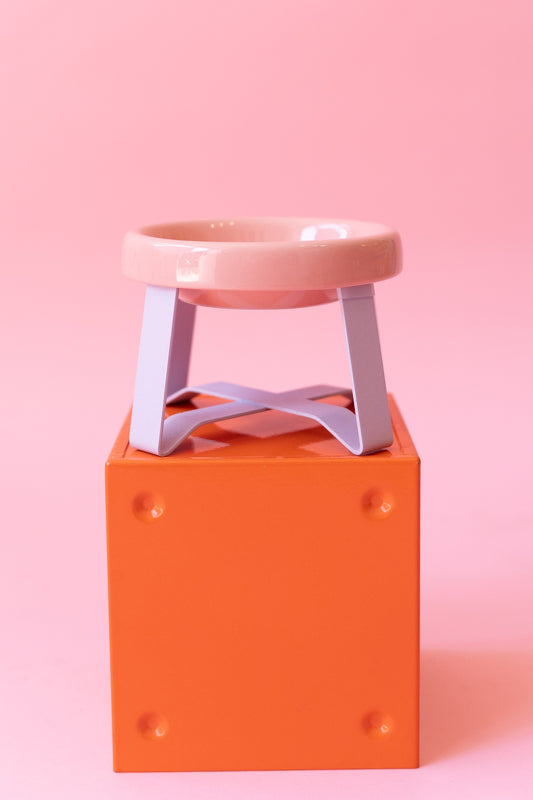 Gamelle en céramique rose & support lila