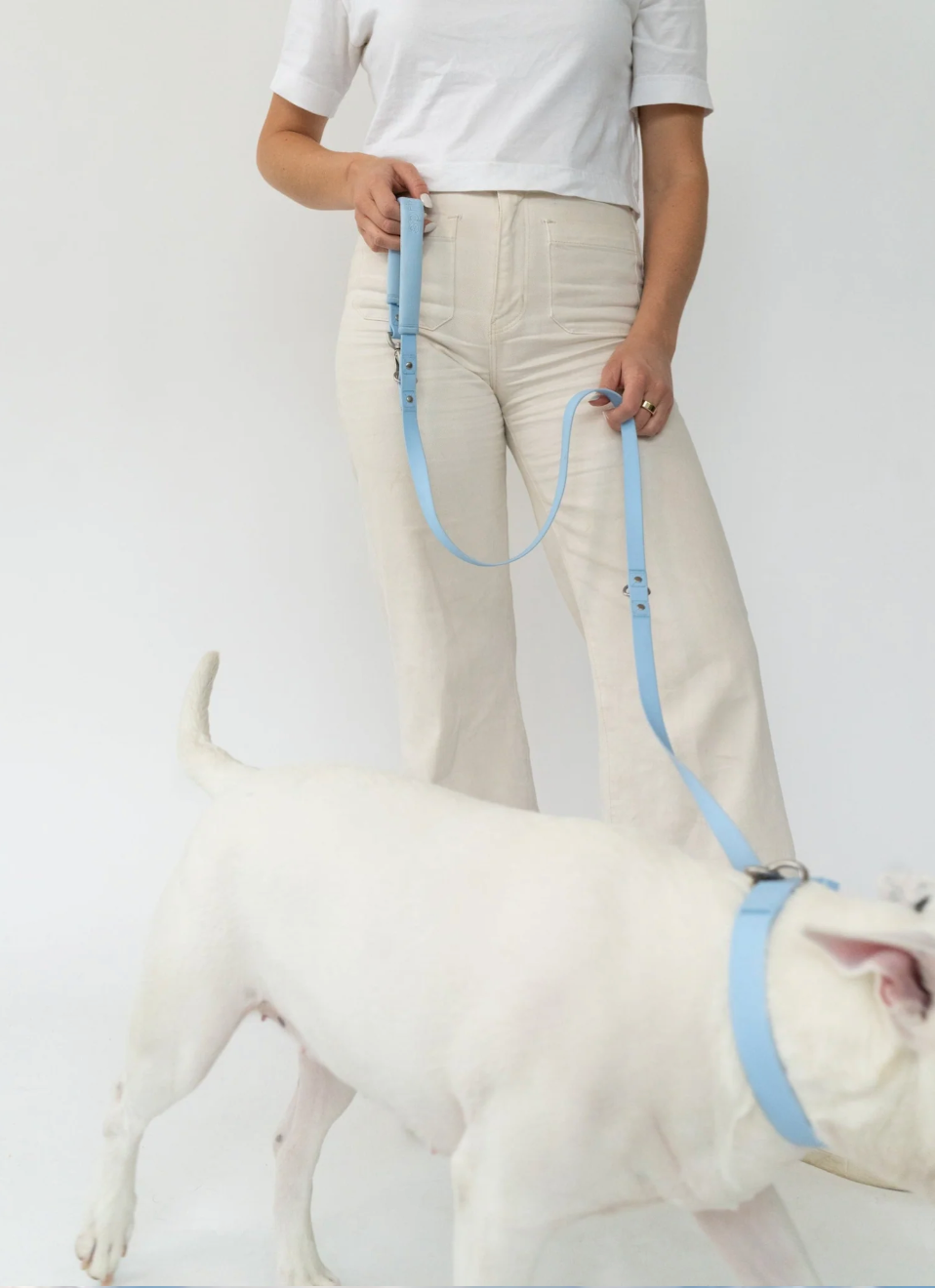 Laisse waterproof avec poignée néoprène bleu clair