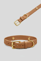 Collier en cuir et tissu