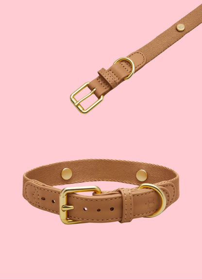 Collier en cuir et tissu